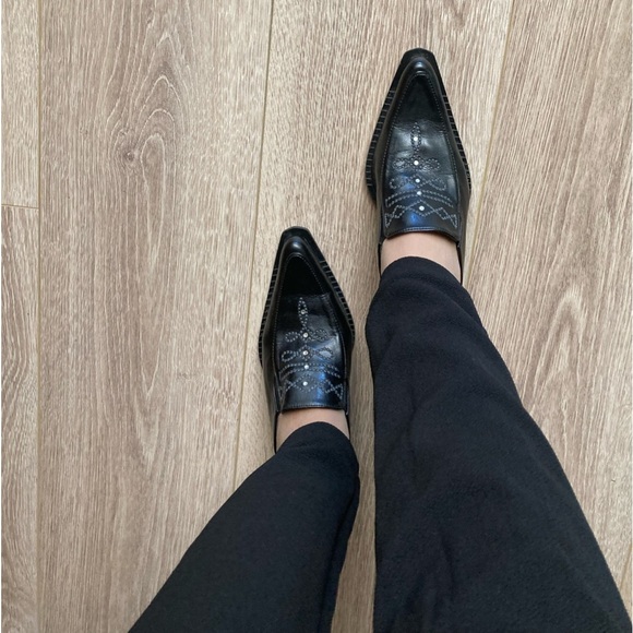 Black Italian Genuine Leather Slip On Shoes Size 36/6 - Picture 8 of 8